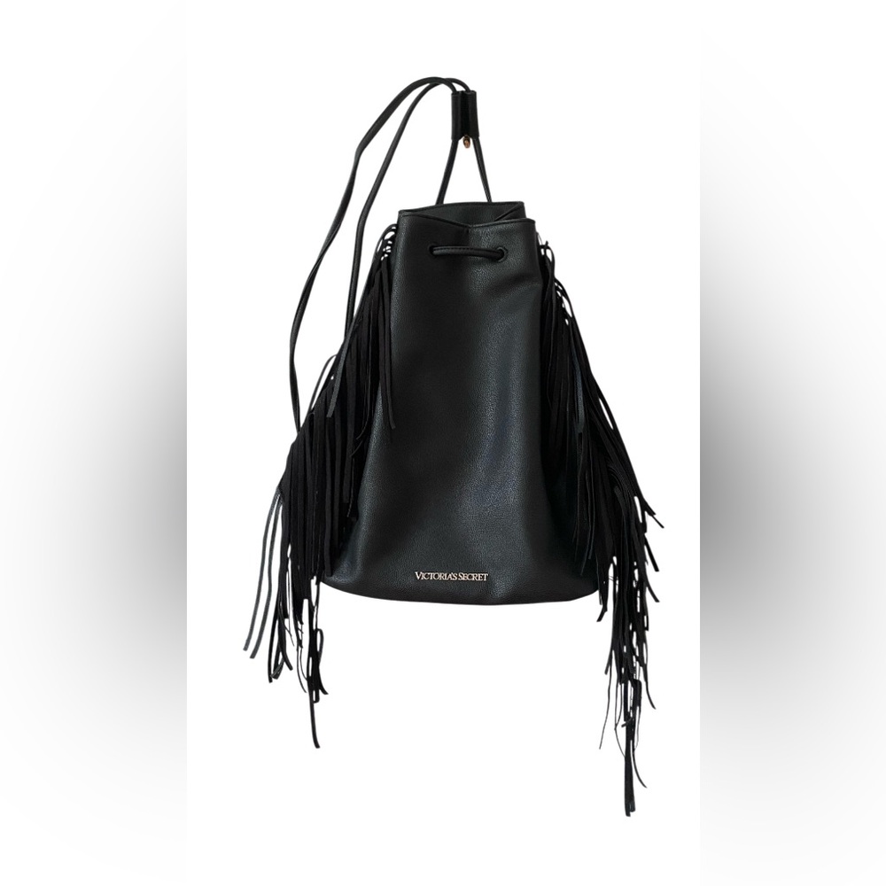Victoria's Secret: Black Backpack with Fringe Details